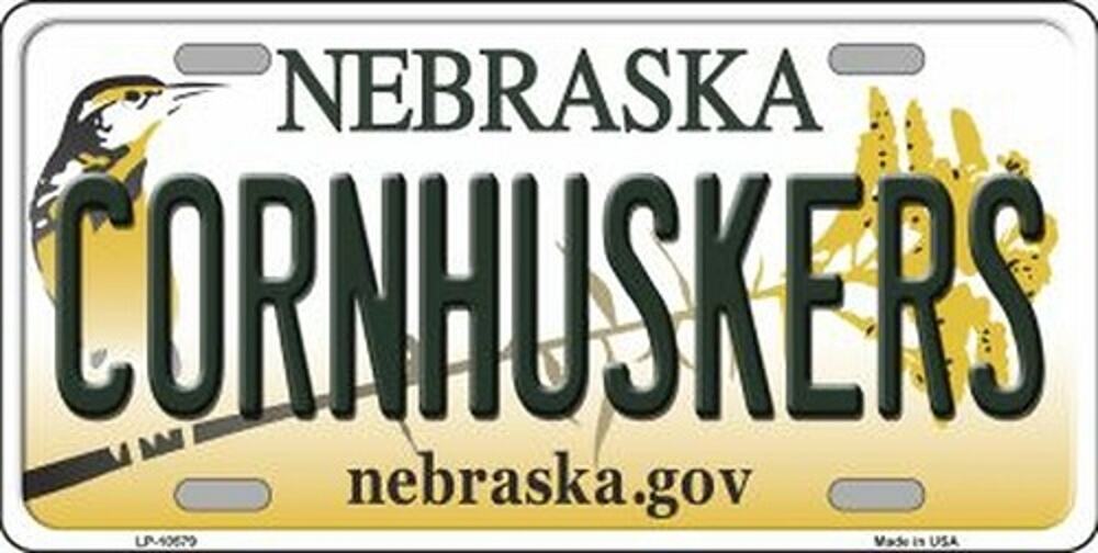 NCAA  Cornhuskers License Plate Nebraska Metal Football  New Sign Wall Auto